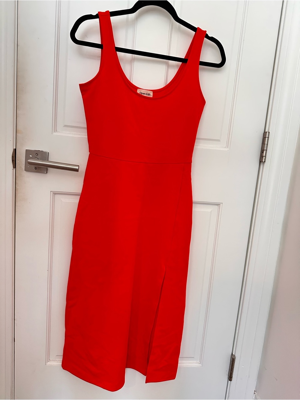 Classic Red Scoop-Neck Midi Dress by Open Edit